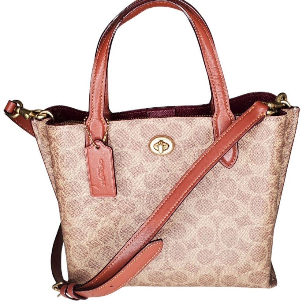 Coach Willow Leather Tote M Handbag Convertible Strap Bag  Turn Lock NWOT $295